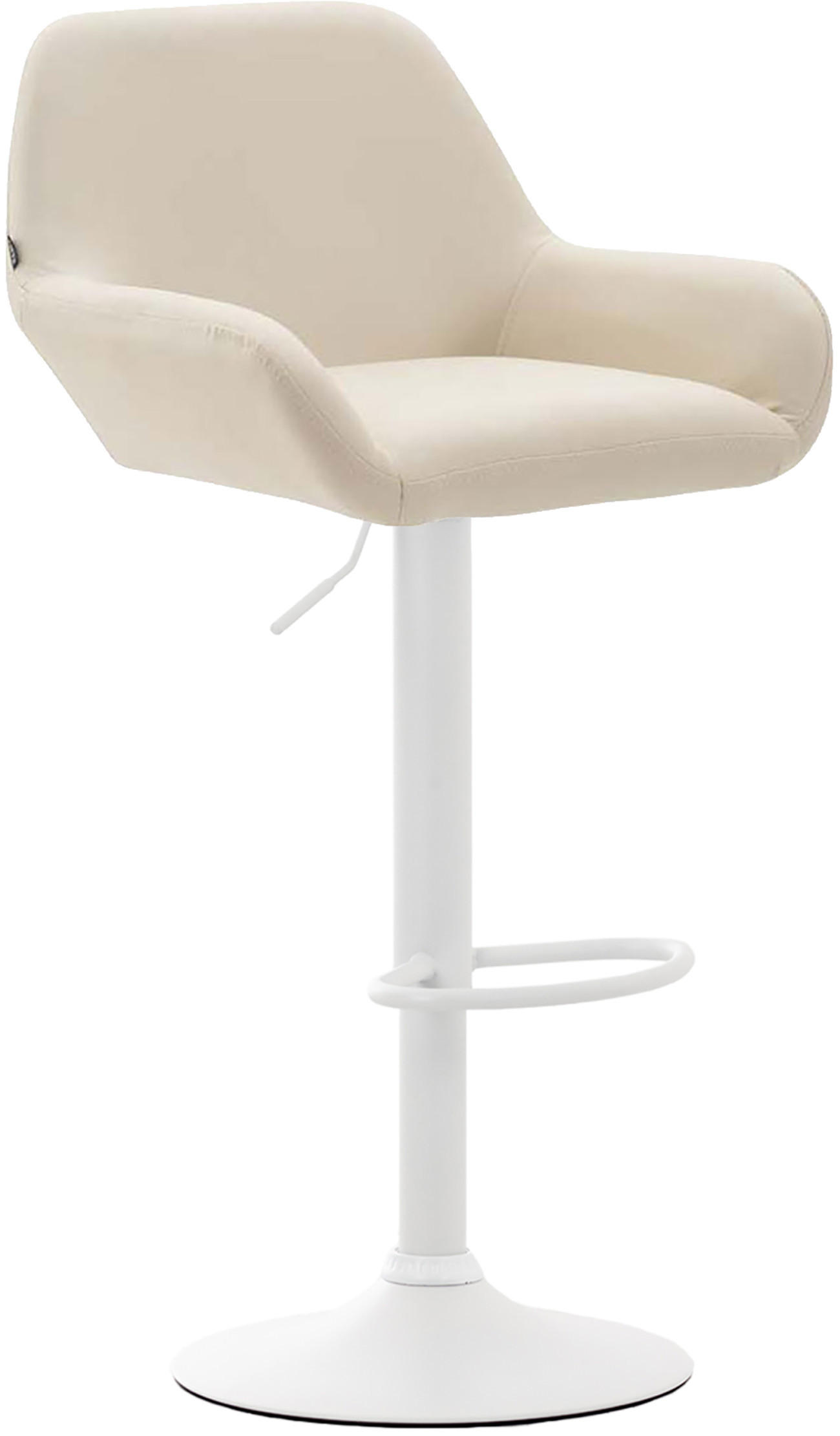 BARHOCKER DUBLIN Creme Kunstleder Weiß - Creme, Leder/Metall (51/89/52cm) - DELUKE