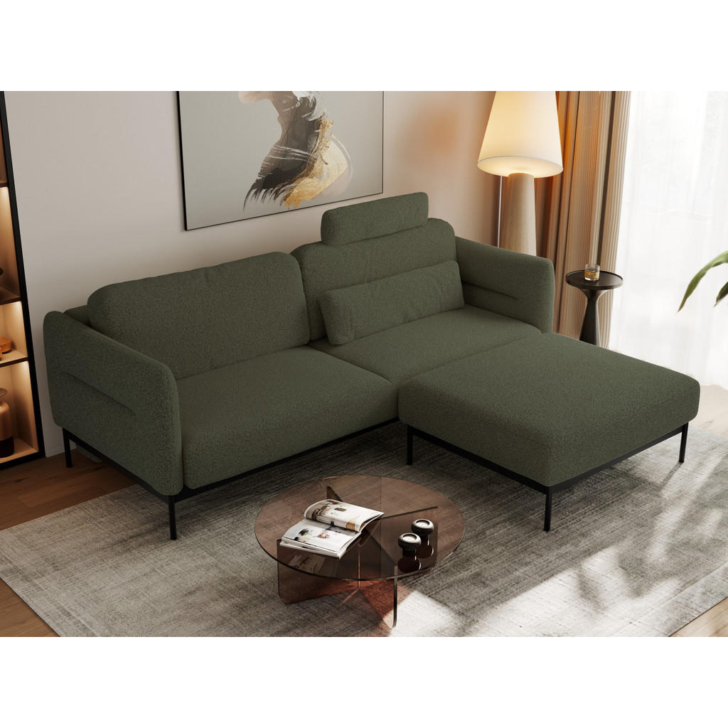 Thumbnail - MKS Schlafsofa, Grün, Textil, 3-Sitzer, L-Form, 221x82x193 cm, Oeko-Tex®, Wohnzimmer, Sofas & Couches, Schlafsofas