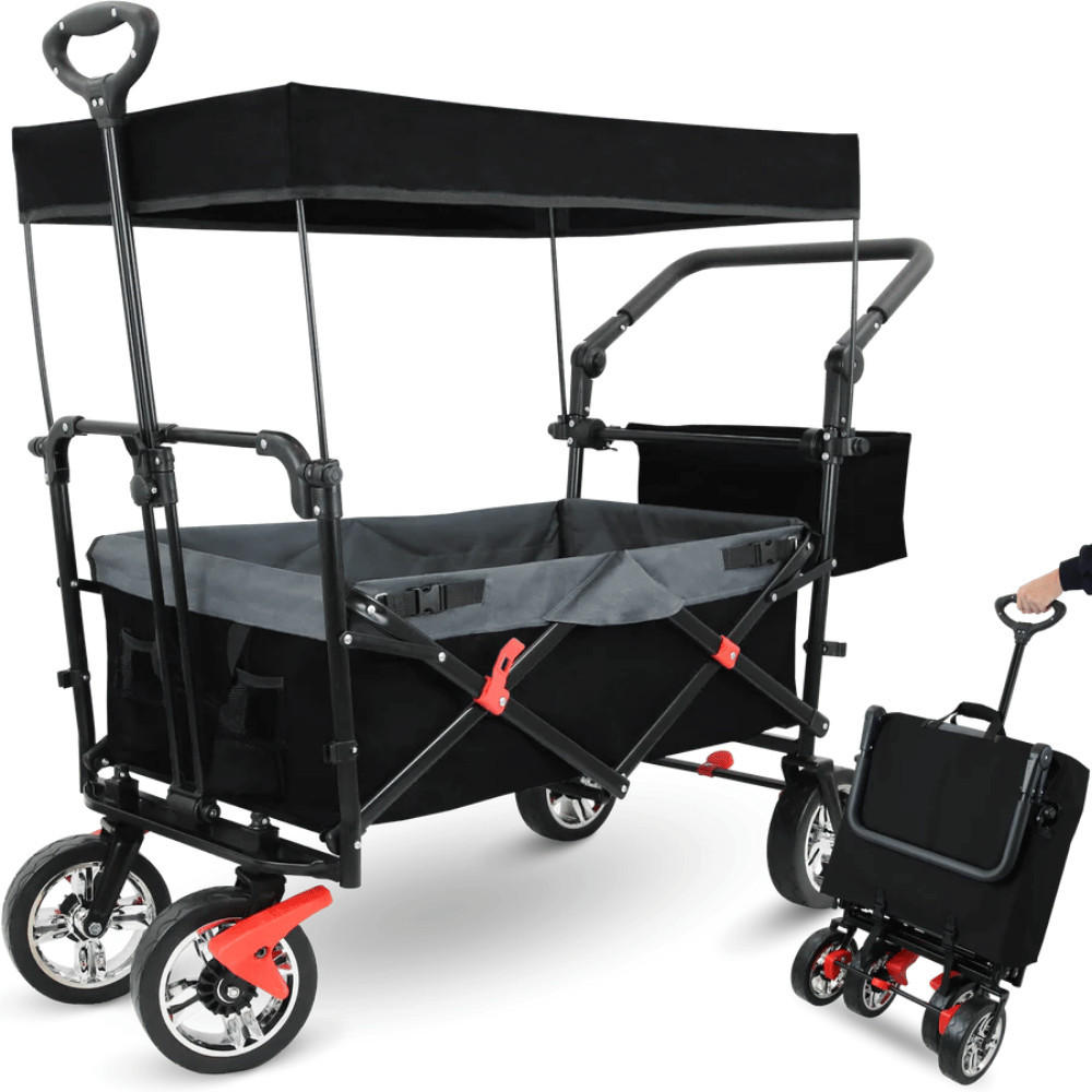Deluke Bollerwagen Schwarz 128x112x56 cm
