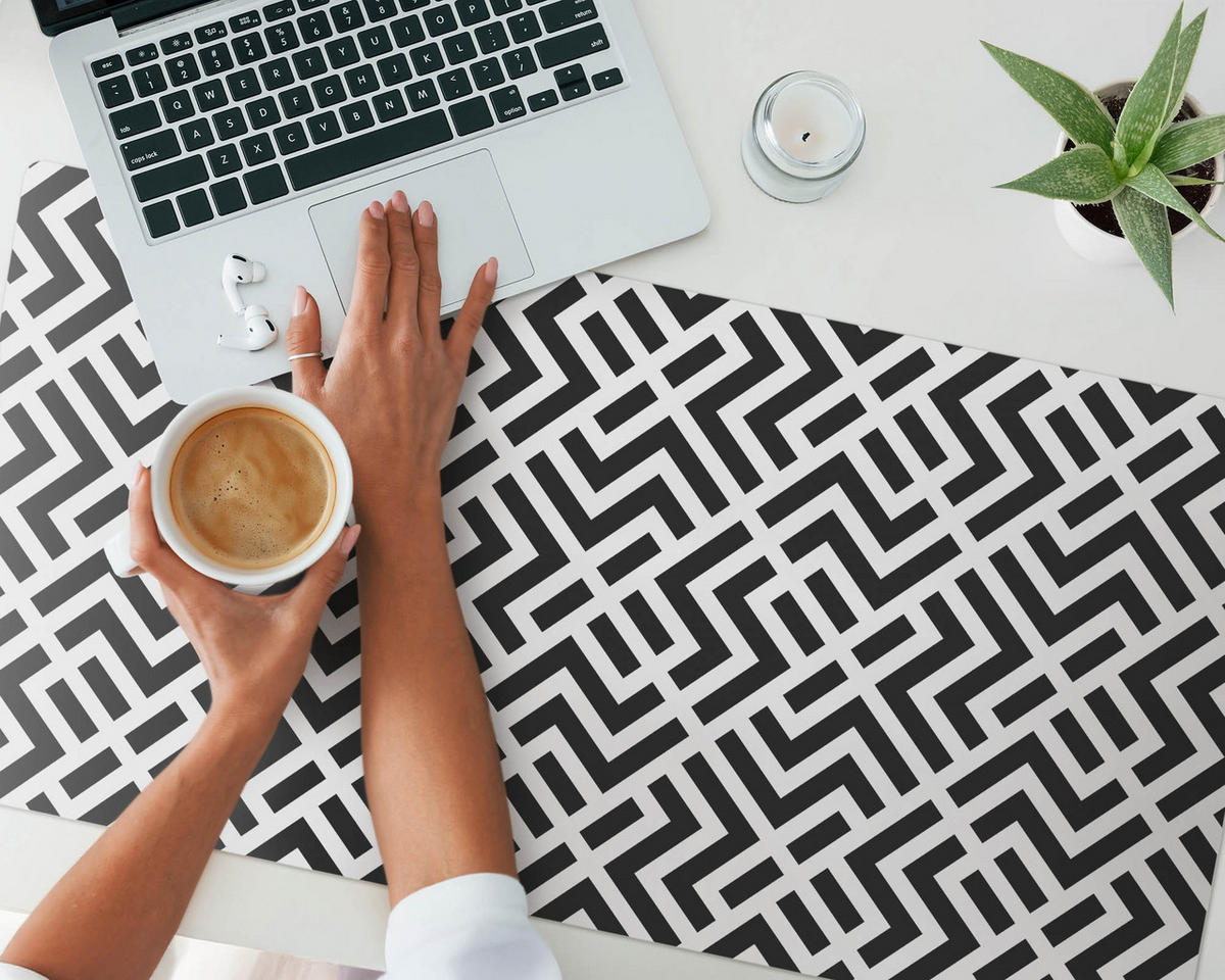 SCHREIBTISCHUNTERLAGE 100x50 cm Schwarz-Weiß - Schwarz, Kunststoff (100/50/1.6cm) - Wallfluent