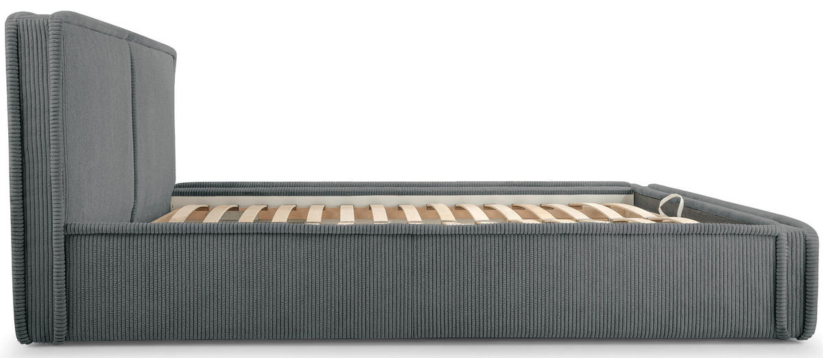 POLSTERBETT CORDO HELLBEIGER CORDSTOFF 160x200 CM - Schwarz/Grau, Kunststoff/Textil (140/200cm) - Selsey