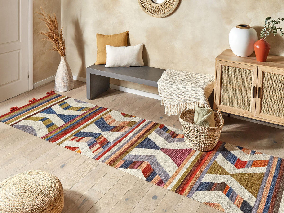KELIM-TEPPICH Mrgashat 300/80 cm - Multicolor, Textil (80/300cm) - Beliani