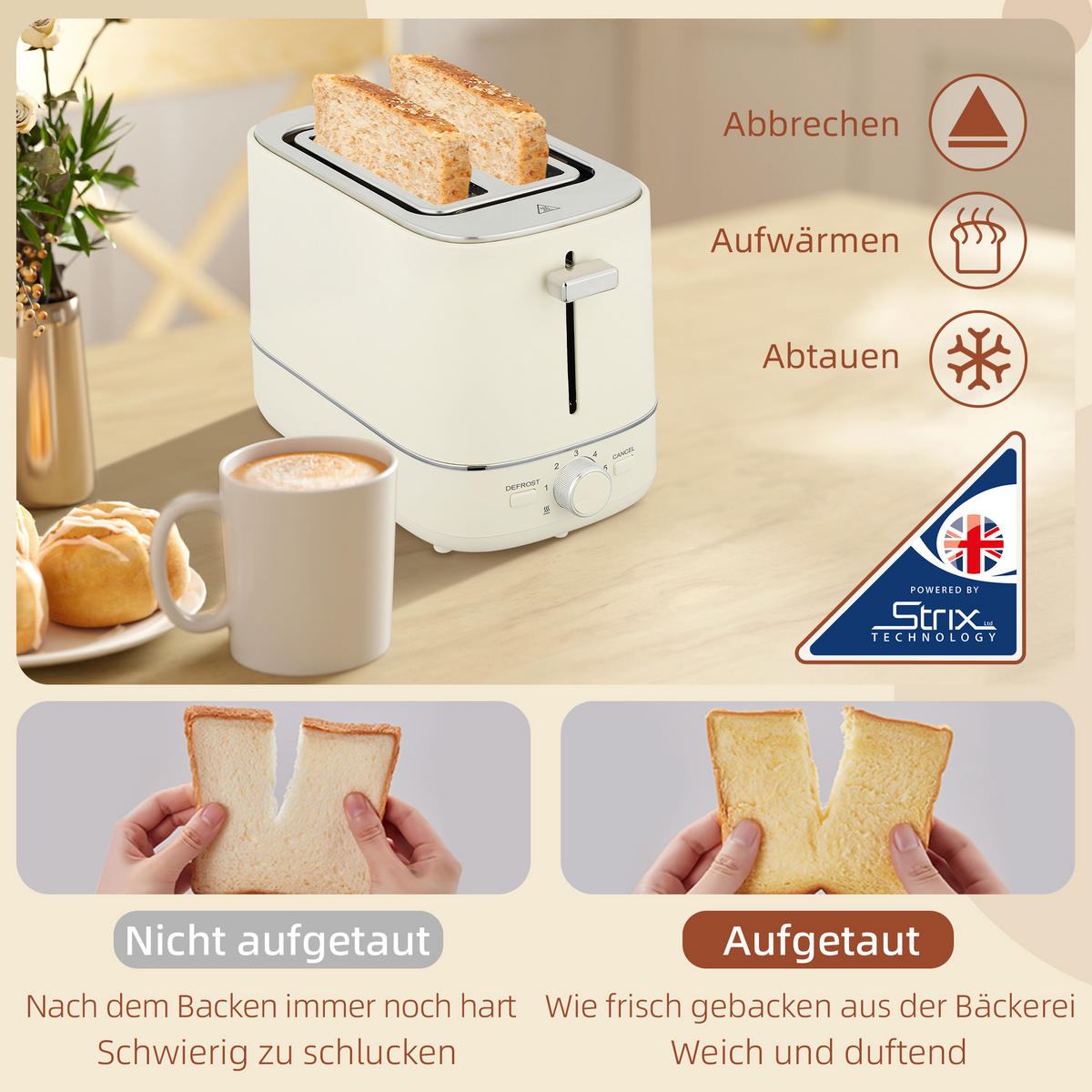 KOCHER-TOASTER-SET 2er Set Stahl Kunststoff Beige - Beige, Kunststoff (16/24.3/21.2cm) - HOMCOM