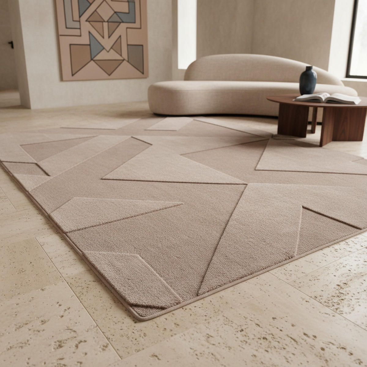 TEPPICH Waschbar Geometrisch Modern Schlafzimmer Strapazierfähig Beige 200x290 cm Flur – LAVAREDO - Beige, Textil (200/290cm) - KADIMA DESIGN