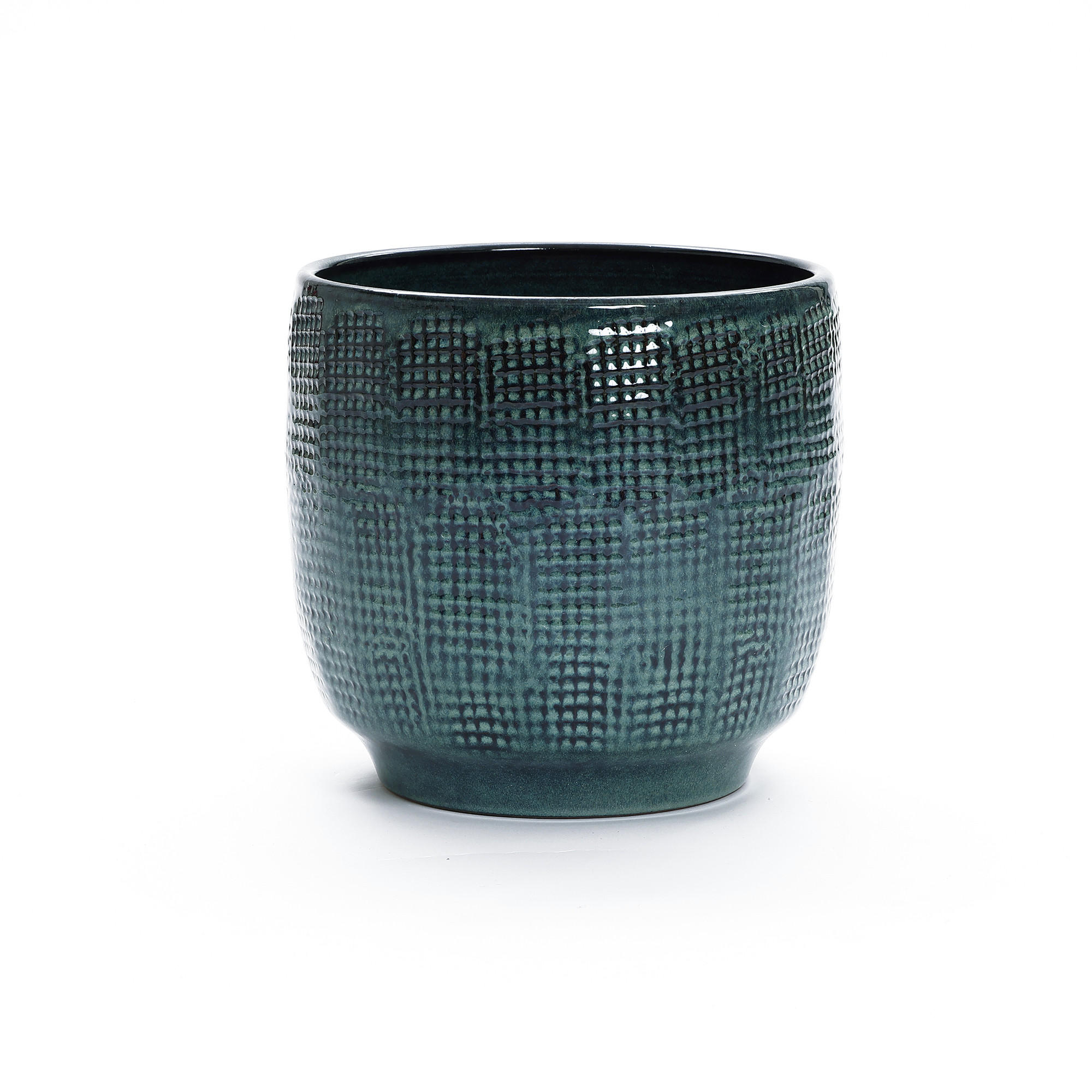 ÜBERTOPF Keramik Graugrün 30x28cm - Dunkelgrün, Keramik (29cm) - Hometopia