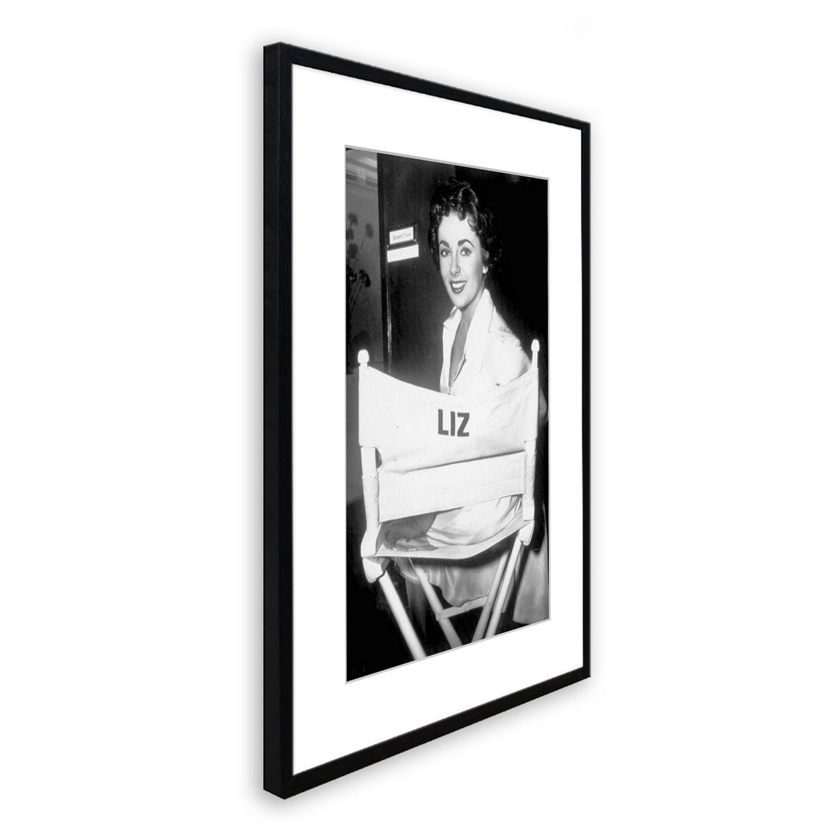 BILD mit Rahmen 51x71 cm Elizabeth Taylor Schwarz-Weiß - Weiß, Holz (51/71cm) - artissimo