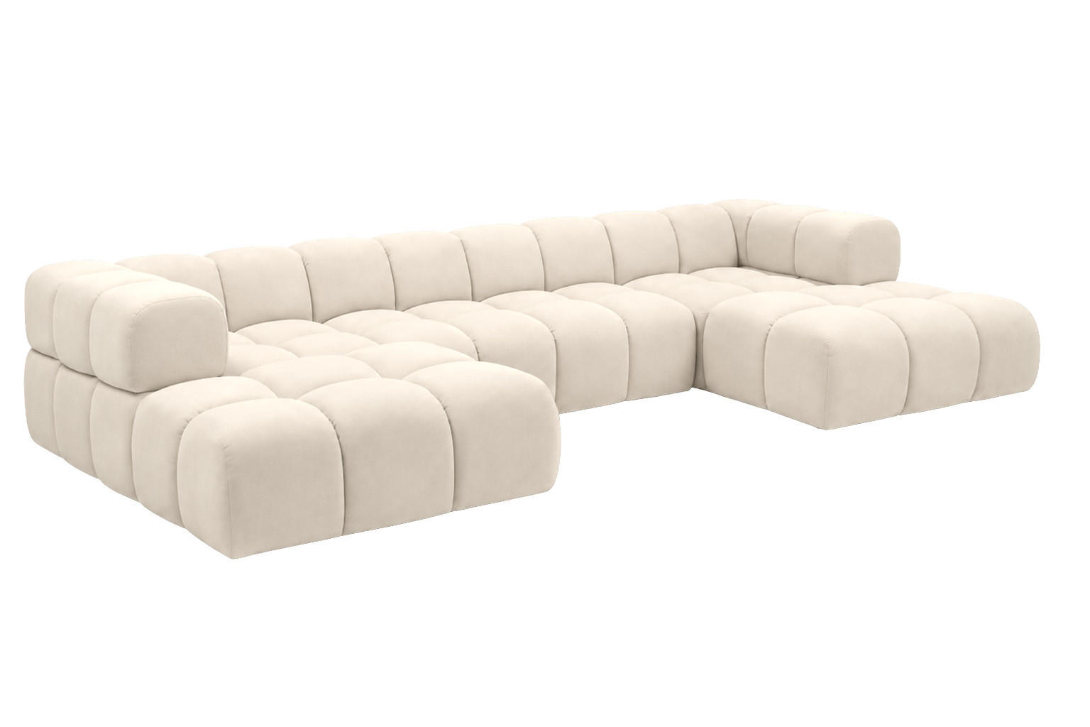 ECKSOFA U-Form, Veloursstoff Bluvel, Creme, Averro U XL - Creme, Holz (400/70/150cm) - Kaiser Möbel