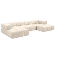 ROHOVÁ SEDAČKA ve tvaru U, velurová tkanina Bluvel, Krémová, Averro U XL - krémová, dřevo (400/70/150cm) - Kaiser Möbel