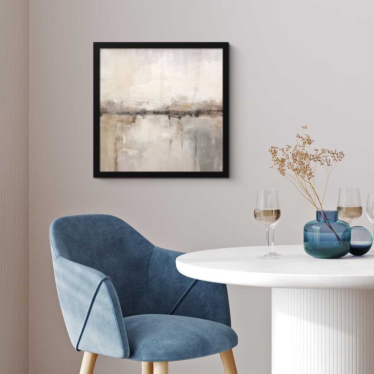 ZARÁMOVANÝ PLAGÁT Moderné umenie - Abstraktné - Béžové 40x40 cm - béžová, papier (40/40cm) - MuchoWow