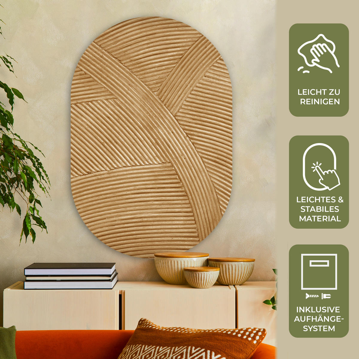 WANDBILD Struktur - Natur - Kunst - Rattan 80x120 cm - Naturfarben, Kunststoff (80/120cm) - MuchoWow