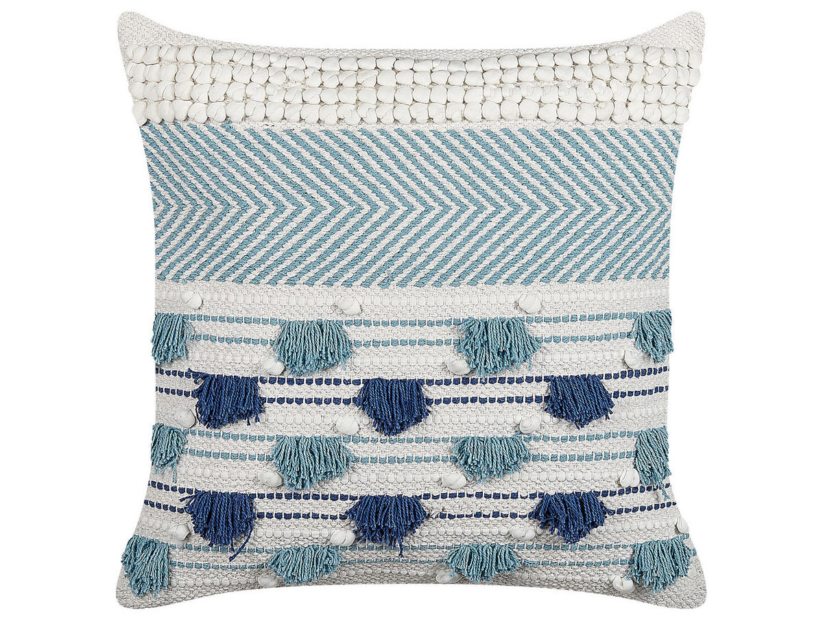 DEKOKISSEN 2er-Set Hellblau 45/45 cm Datura - Hellblau, Naturmaterialien/Textil (45/45cm) - Beliani