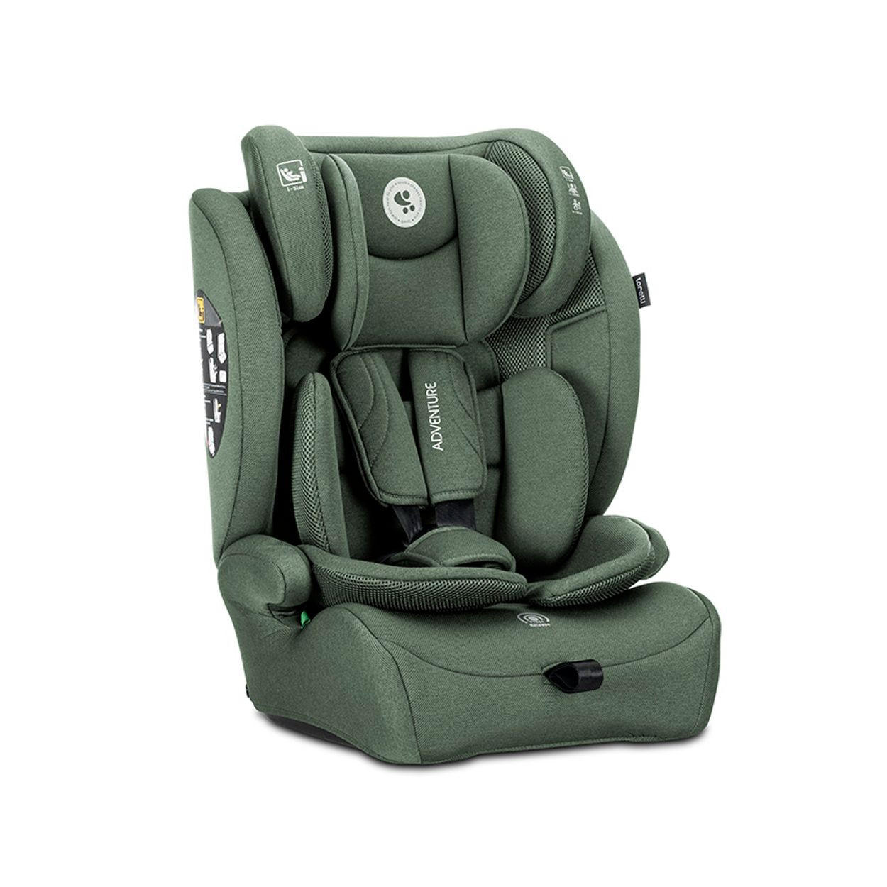 KINDERSITZ Adventure (76-150 cm) dunkelgrün Kopfstütze verstellbar, bis 36 kg, i-Sze, Polyester, Sicherheitsgurt - Grün, Kunststoff (46/78/40cm) - Lorelli
