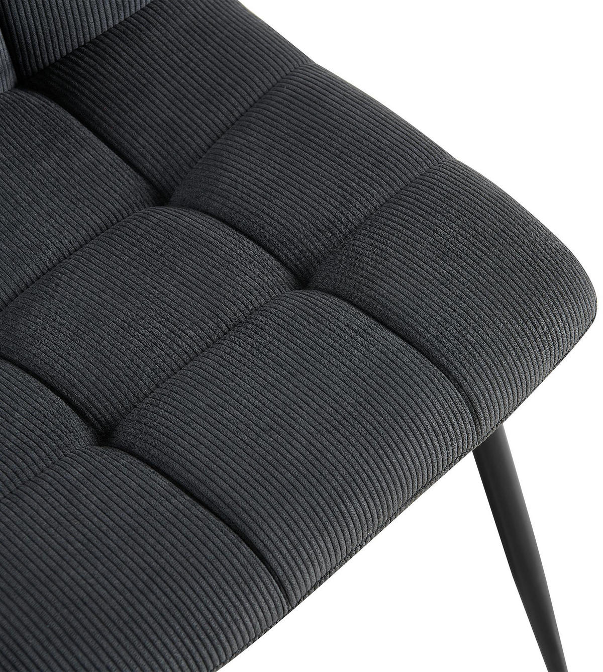 STUHL 2er Set Cord Schwarz - Schwarz, Textil/Metall (45/84/55cm) - CLP