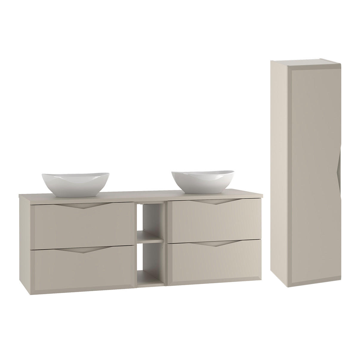 BADMÖBEL 140.6cm Ellie 2er-Set Kaschmir - Beige, Holzwerkstoff (140.6/52.2/46.5cm) - Petits-meubles