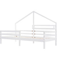 KINDERBETT 90/200 cm aus Kiefernholz mit Bücherregal und Rundum-Schutz, Weiß - Weiß, Holzwerkstoff (90/200cm) - Redom