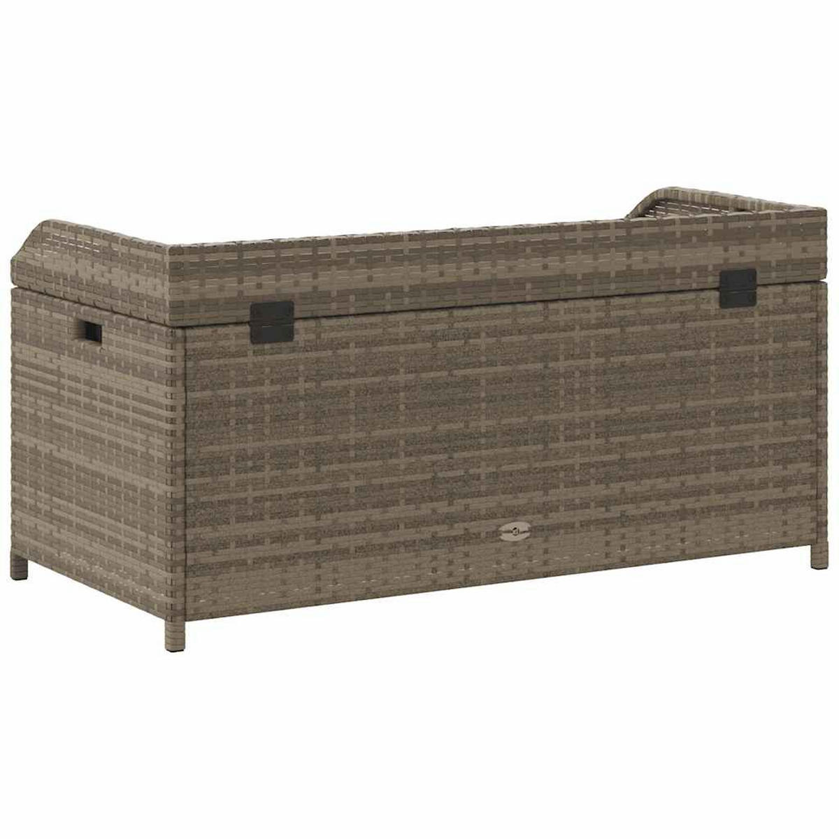BANK Mit Stauraum Grau 100/50/52 Cm Poly Rattan Akazienholz - Grau, Kunststoff (50/52/100cm) - vidaXL