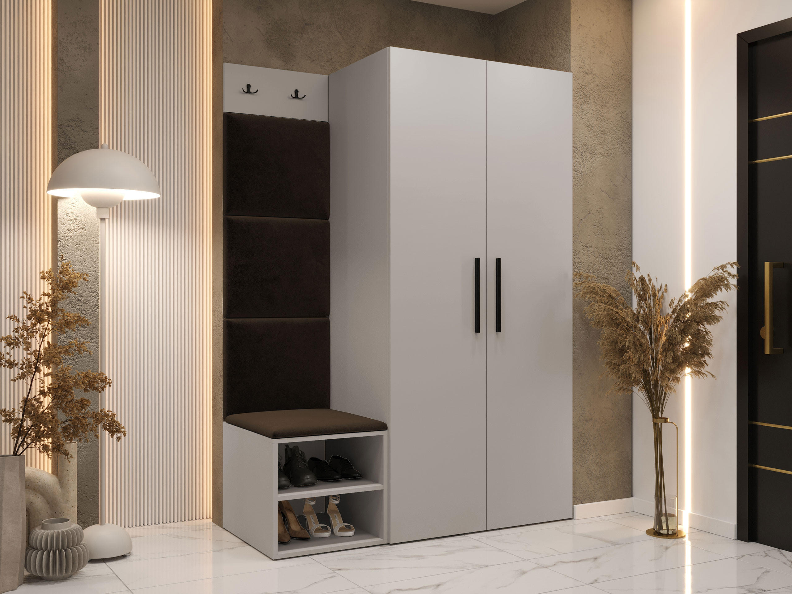 GARDEROBEN-SET Medi IV - Kaschmir/Schwarz, Holzwerkstoff/Kunststoff (80/191/50cm) - MIRJAN24