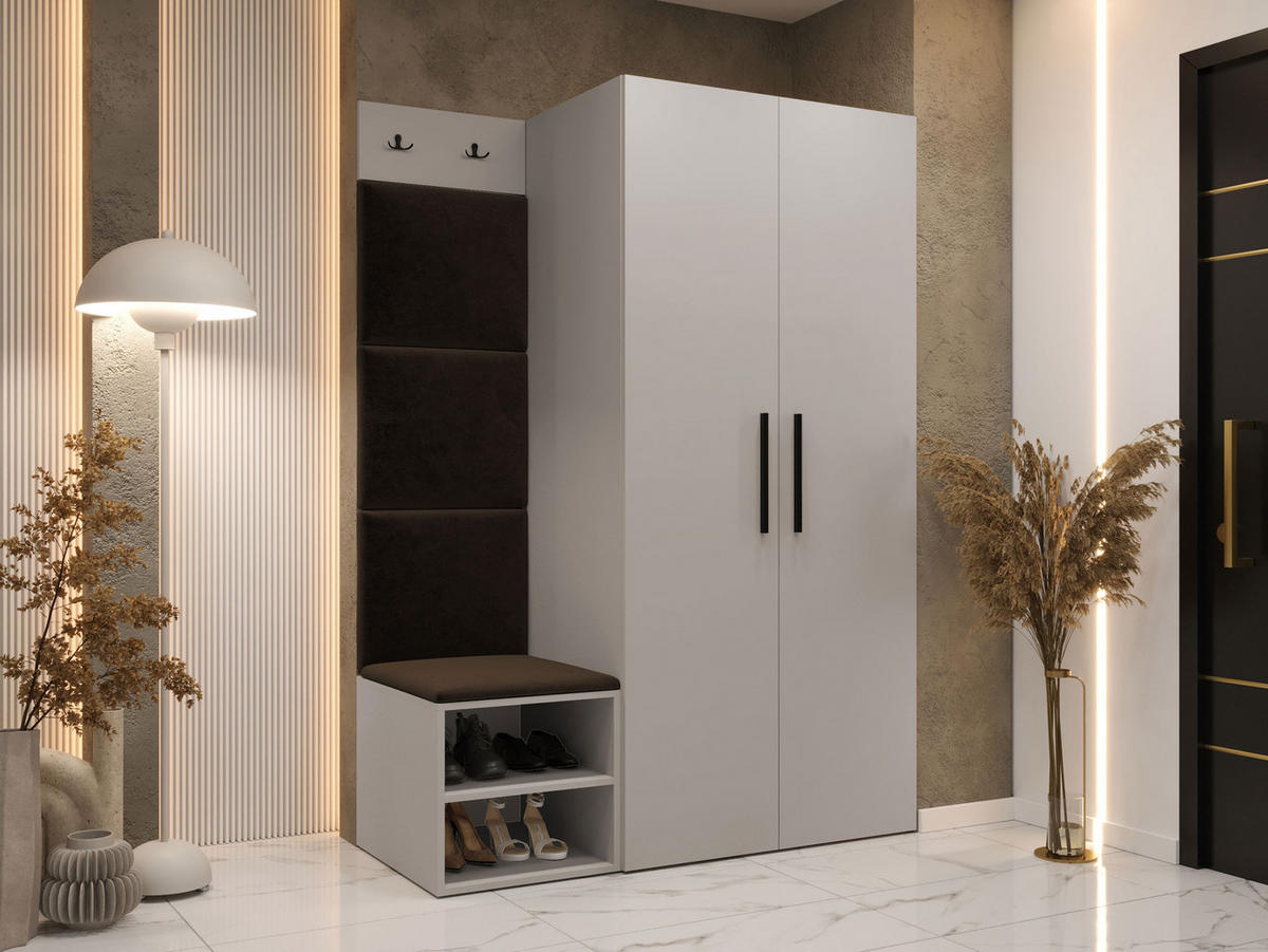 GARDEROBEN-SET Medi IV - Kaschmir/Schwarz, Holzwerkstoff/Kunststoff (80/191/50cm) - MIRJAN24