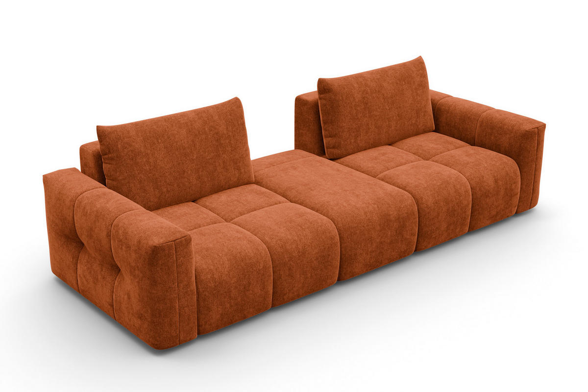 SOFA VERONA 4-Sitzer, Orange - Schwarz/Orange, Holz/Textil (282/83/110cm) - Courtois Laville