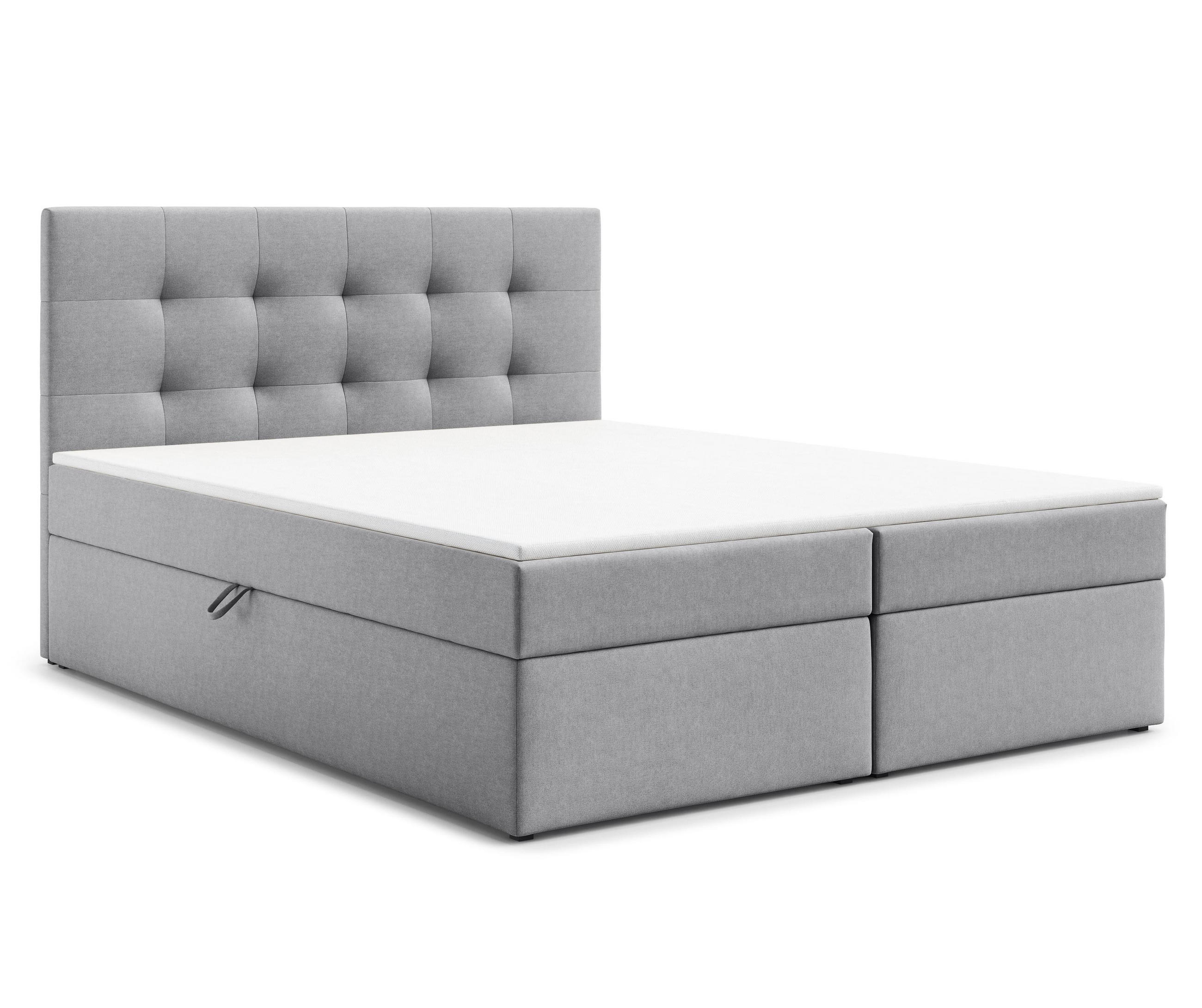 BOXBETT GALATA 180x200 cm mit Bettkasten und Matratze - Grau + TOPPER - Schwarz/Grau, Holz/Holzwerkstoff (180/200cm) - AX Living