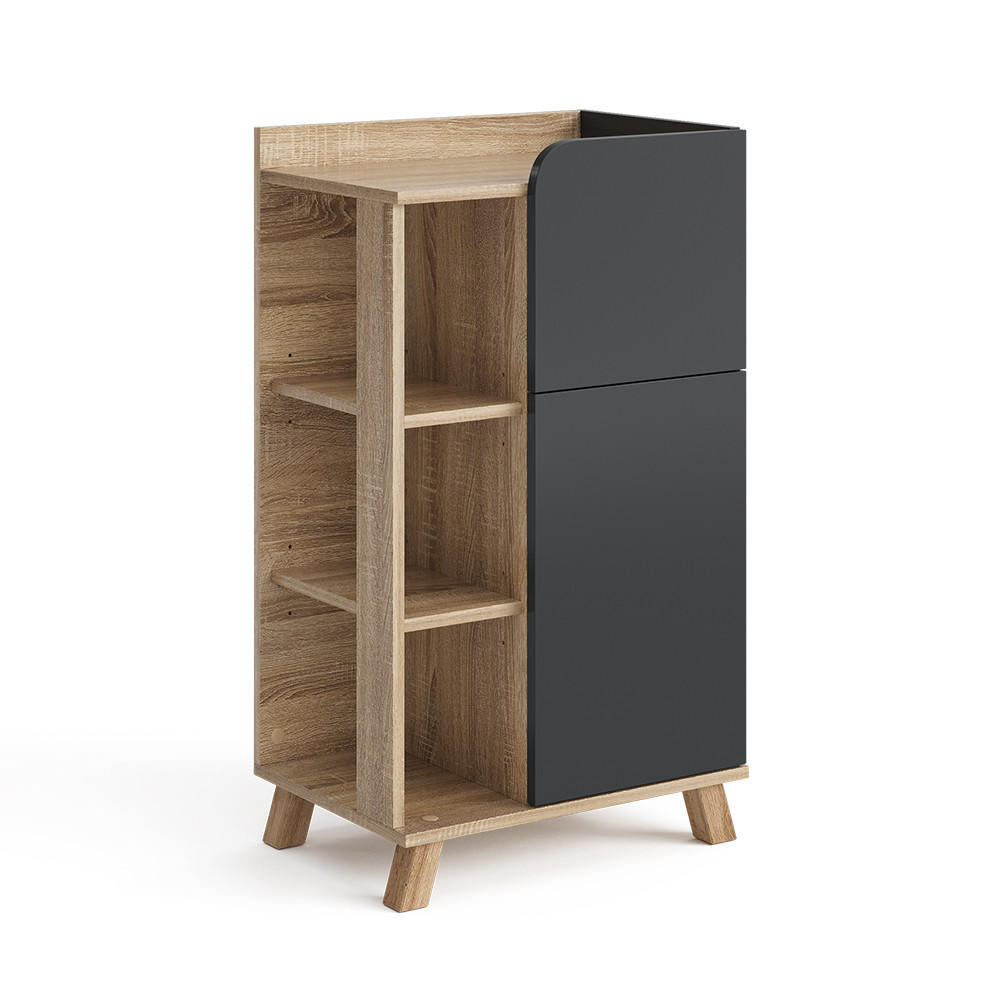 UNTERSCHRANK Karen Anthrazit 50 x 90 cm mit Tür und Schublade - Anthrazit/Sonoma Eiche, Holzwerkstoff (50/90/35cm) - Vicco