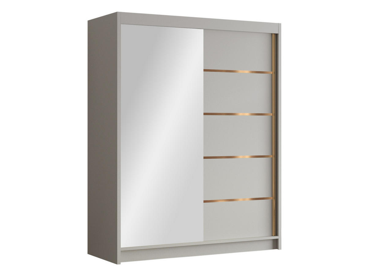 SCHIEBETÜRENSCHRANK Flavio III - Goldfarben/Naturfarben, Holzwerkstoff/Metall (150/200/58cm) - MIRJAN24