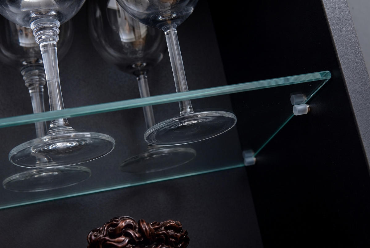 VITRINE ALESSANDRIA, Weiss - Schwarz/Weiß, Glas/Holzwerkstoff (60/192/42cm) - Komodee