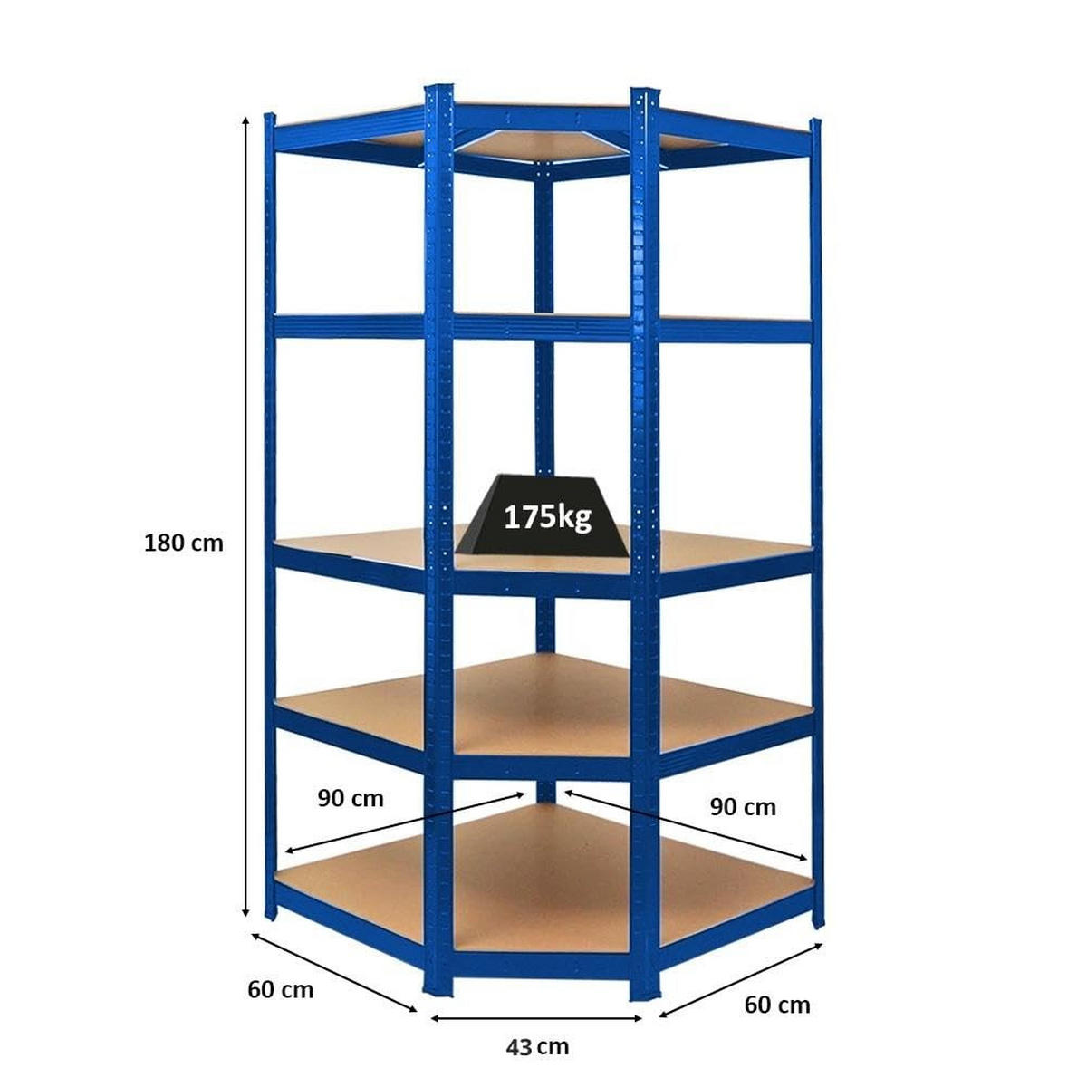 ECKREGAL Ragnar 180x90x60 cm Fachlast 175 kg Blau - Blau, Metall (90/180/60cm) - PROREGAL