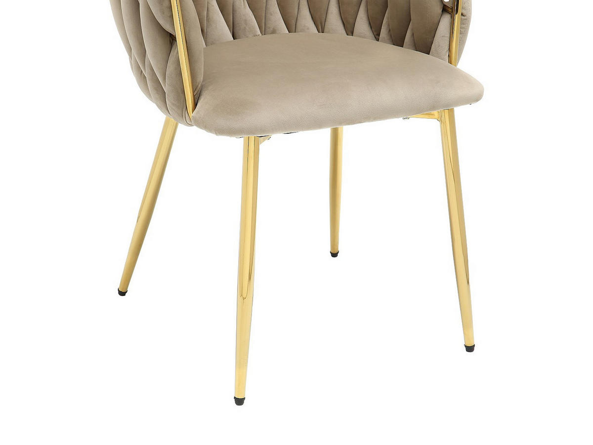 SET mit 2 Stühlen aus Samt & goldenem Metall - Beige - ELEGANO - Beige, Textil (59/74/57cm) - Vente-Unique