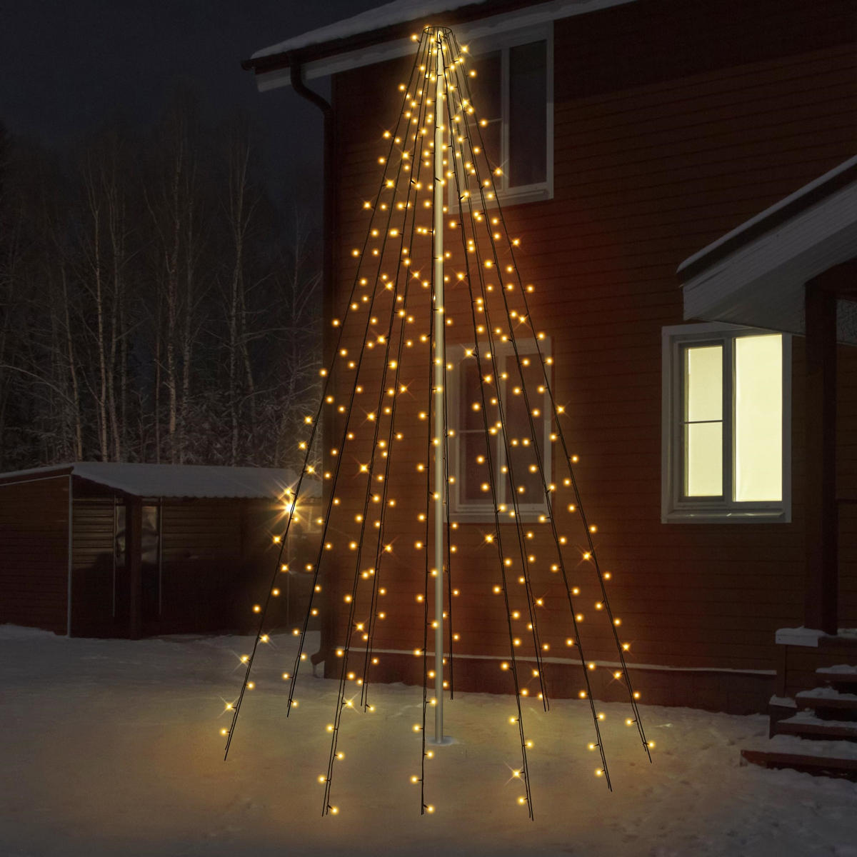 WEIHNACHT Fahnenmast 360 LED - Schwarz, Kunststoff (800cm) - ECD-Germany