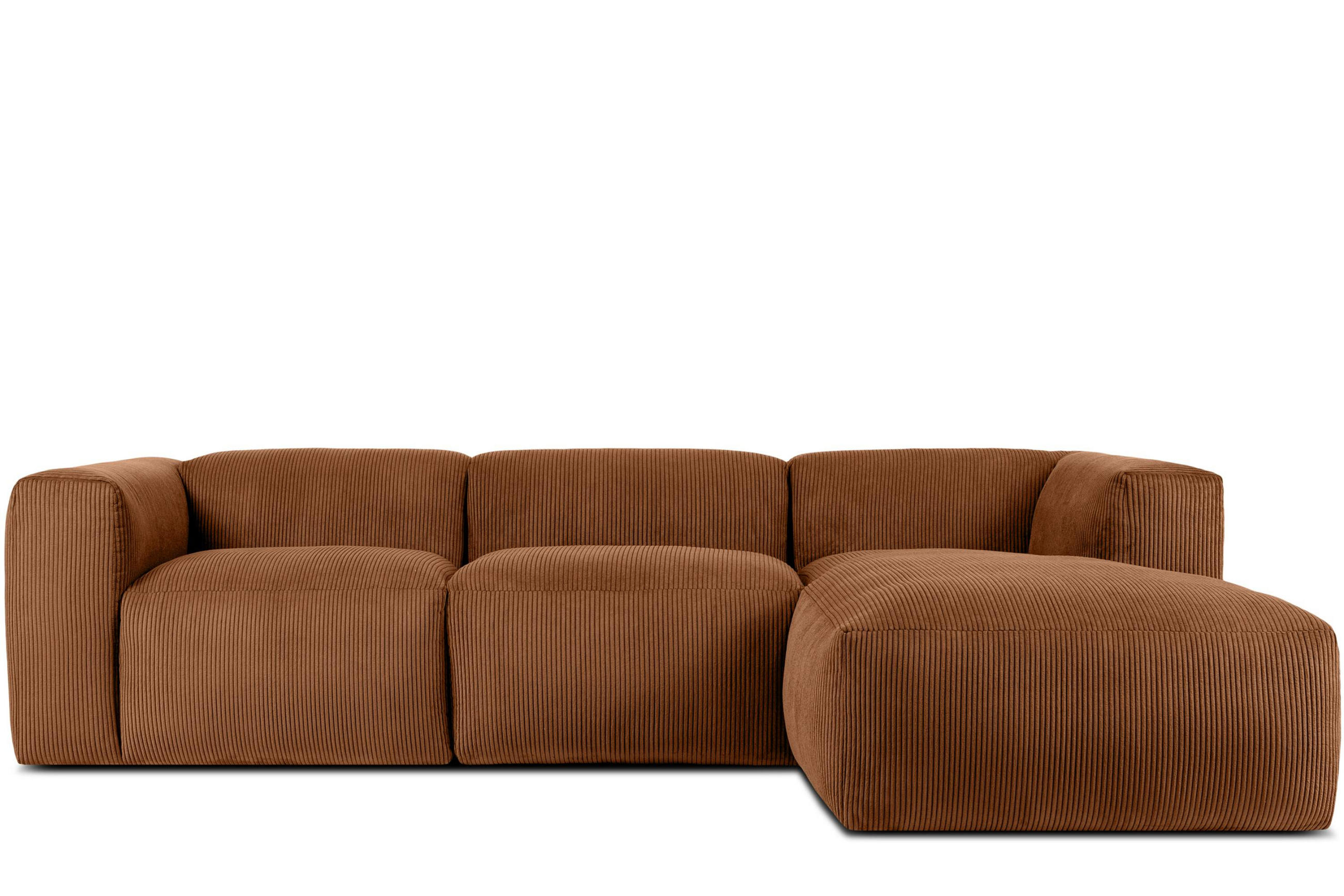 ECKMODULSOFA-RECHTS BUFFO mit extrem weicher und bequemer Sitzfläche, Kordstoff, ore - Orange, Textil (297/180cm) - KONSIMO®