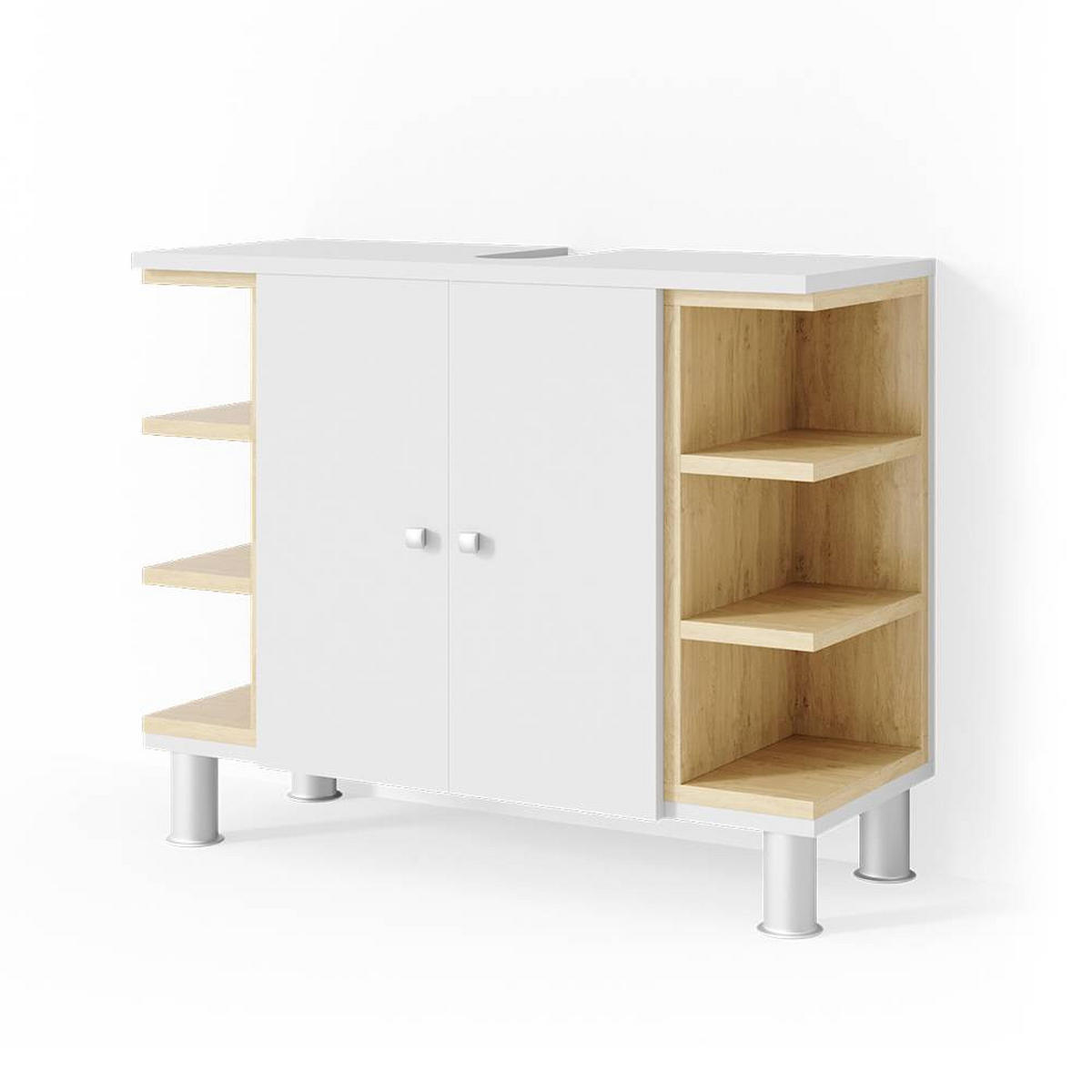 WASCHBECKENUNTERSCHRANK Aquis Weiß 79.6 x 64 cm - Weiß, Holzwerkstoff (79.6/64/32cm) - Vicco