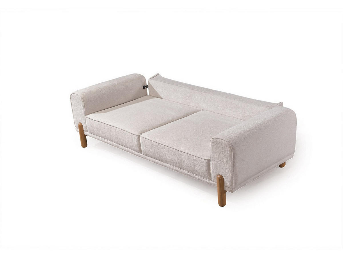 SOFA Skandi 3-Sitzer Teddy Creme - Creme, Holz/Textil (235/78/93cm) - Villa Möbel