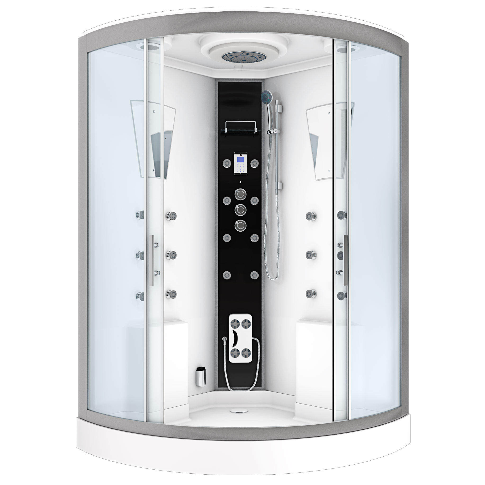 DAMPFDUSCHE Duschkabine D26-TH-EA 130x130 cm - Weiß, Glas/Kunststoff (130/130/220cm) - AcquaVapore by Sandra Jentho