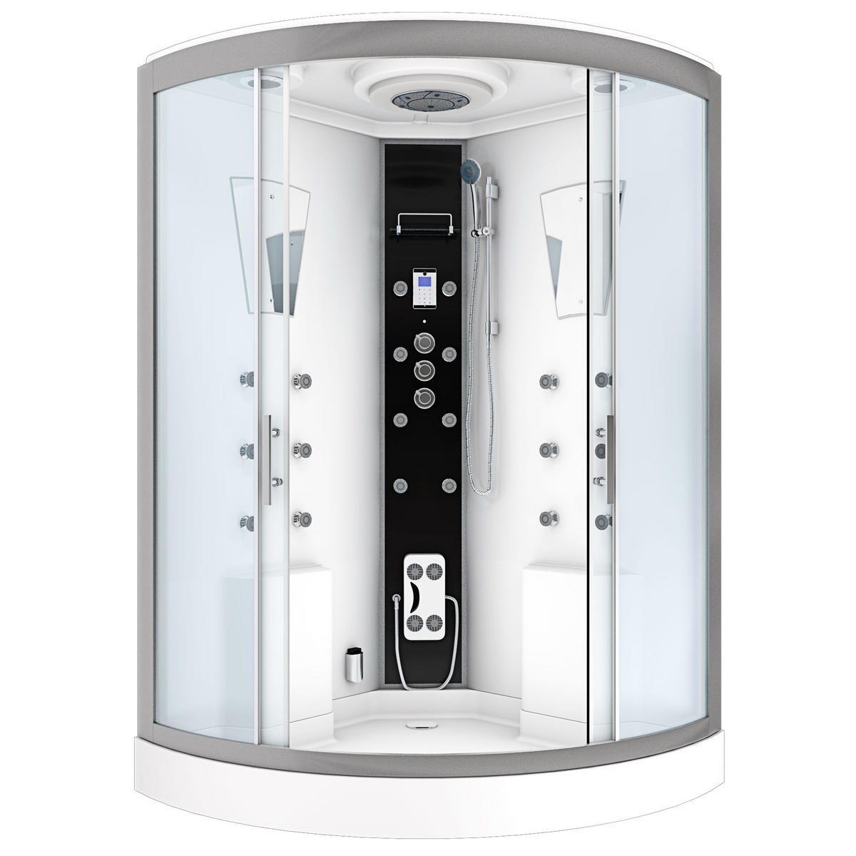 DAMPFDUSCHE Duschkabine D26-TH-EA 130x130 cm - Weiß, Glas/Kunststoff (130/130/220cm) - AcquaVapore by Sandra Jentho