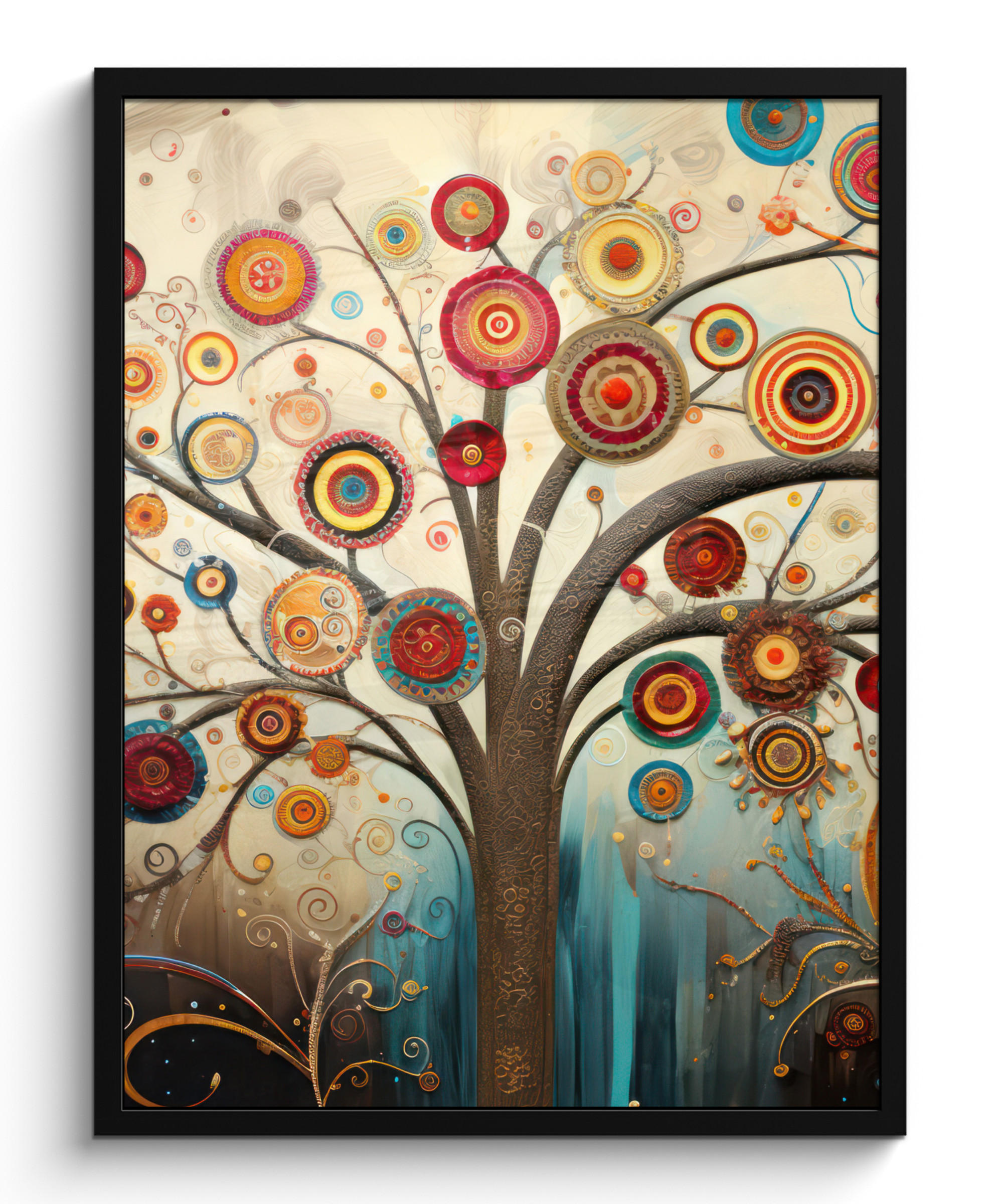 GERAHMTES BILD Baum - Baum des Lebens - Farbe 60x80 cm - Braun, Papier (60/80cm) - MuchoWow