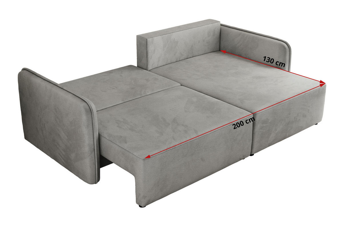 ECKSCHLAFSOFA MESTO L Hellgrau Velvet - links - Hellgrau/Schwarz, Kunststoff/Textil (227/147cm) - MKS