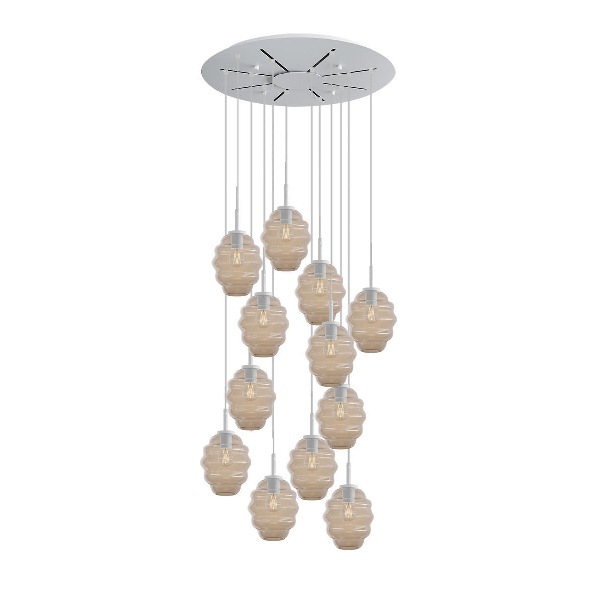 GALERIELEUCHTE Echos 12-flammig Klar Ø 18cm - Klar/Weiß, Glas (18/18/20cm) - s.luce