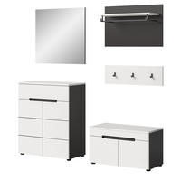 GARDEROBEN-SET 5-teilig in weiß, grau 175 cm, Kombination mit Soft-Close, Cooper - Schwarz/Weiß, Glas/Holzwerkstoff (175/190/37cm) - Inn.Furn