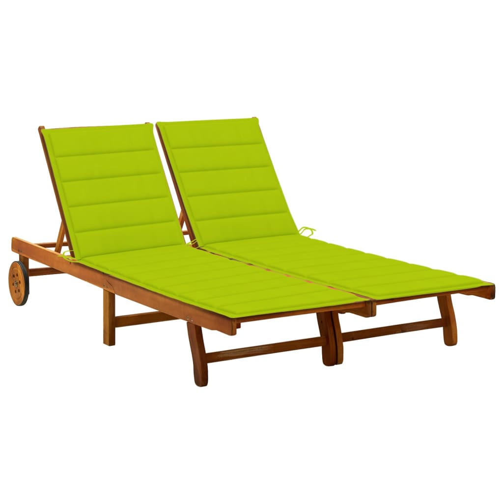 2-PERSONEN-SONNENLIEGE mit Auflagen Akazie Massivholz - Limette, Holz (200/76/200cm) - furnicato
