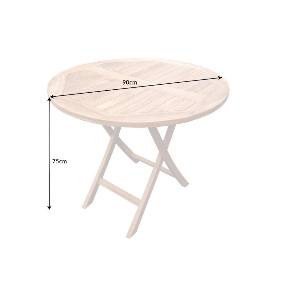 GARTENTISCH EMPIRE TEAK Teakholz rund Natur 90 cm - Braun, Holz (90/90/75cm) - riess-ambiente