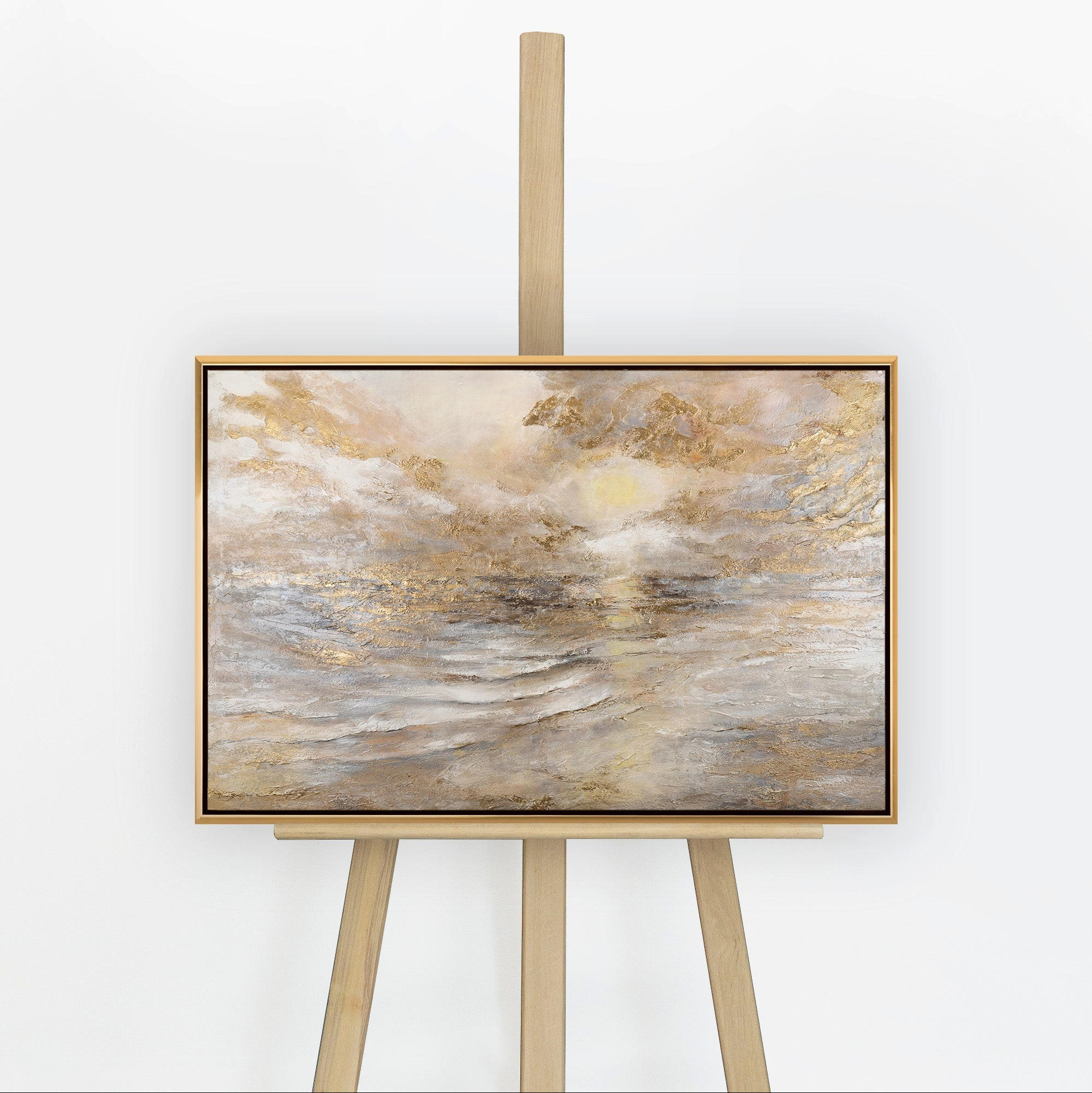 GEMÄLDE Meeresleuchten Schattenfugenrahmen Gold 120x80 cm - Goldfarben, Holz (120/80cm) - YS-art gallery