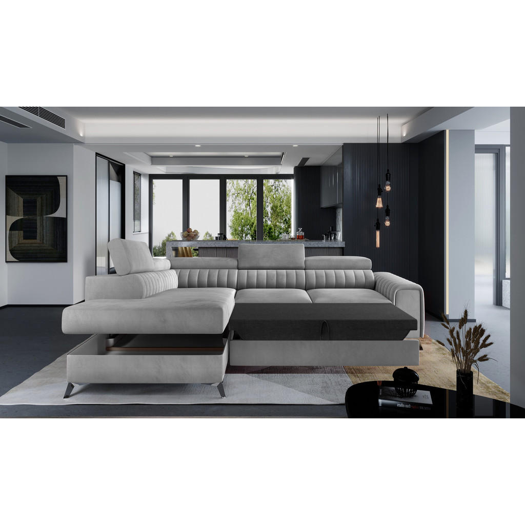 Thumbnail - Möblo Ecksofa, Hellgrau, Grau, Textil, 4-Sitzer, L-Form,L-Form, 275x205 cm, Wohnzimmer, Sofas & Couches, Wohnlandschafte...