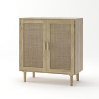 SIDEBOARD DE-38128 80/40/88 cm mit 2 Türen und Rattan-Optik Natur - Naturfarben, Holzwerkstoff (80/88/40cm) - ComfortXL