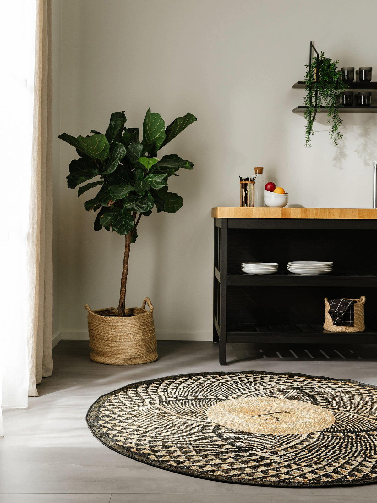 OUTDOORTEPPICH Artis Schwarz ø 160 cm rund - Schwarz, Textil (160/160cm) - benuta Nest