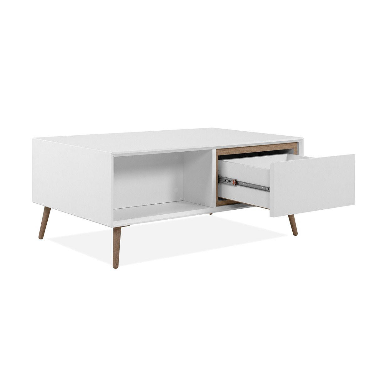 TISCH mit 2 Schubladen und Nischen - Arona - 94/55/40 cm - Weiß, Holzwerkstoff (94/55/40cm) - Calicosy