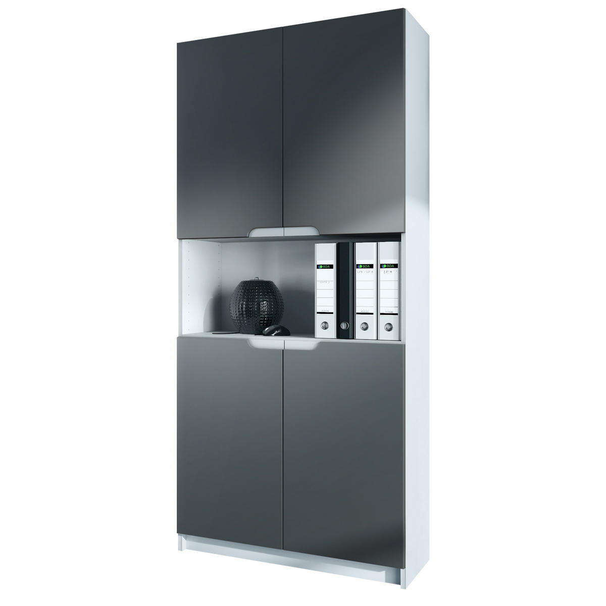 BÜROSCHRANK Logan Fronten in Graphit Seidenmatt - Graphitfarben, Holzwerkstoff (82/184/37cm) - Vladon