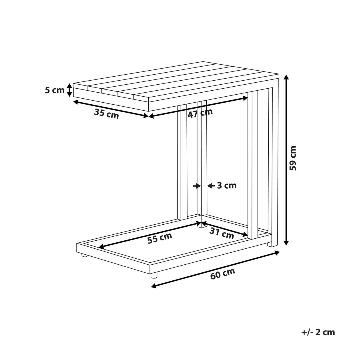 BEISTELLTISCH Heller Holzfarbton Messina - Hellbraun/Schwarz, Kunststoff (60/35/59cm) - Beliani