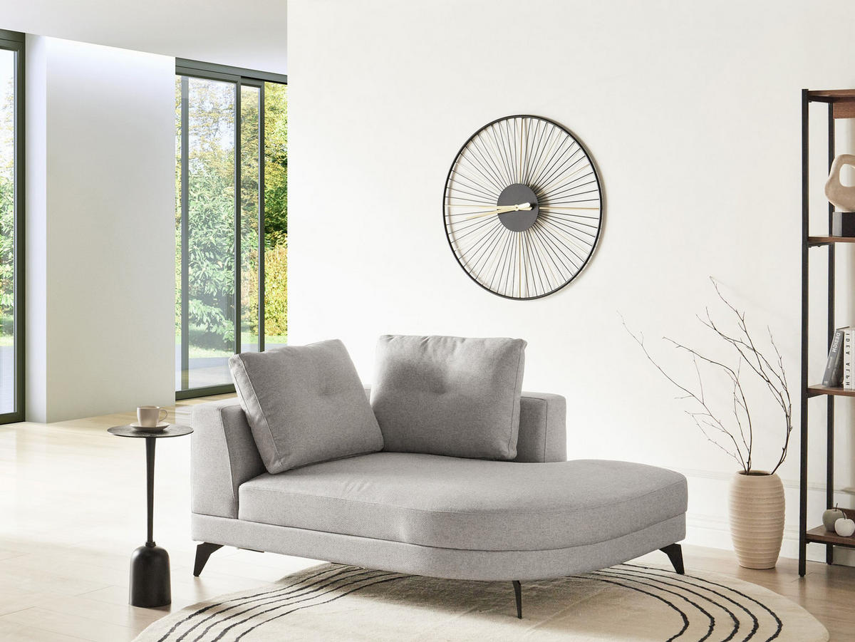 CHAISELONGUE-LINKSSEITIGE Kunstleinen Grau Yuri - Dunkelgrau/Schwarz, Textil (111/88/151cm) - Beliani