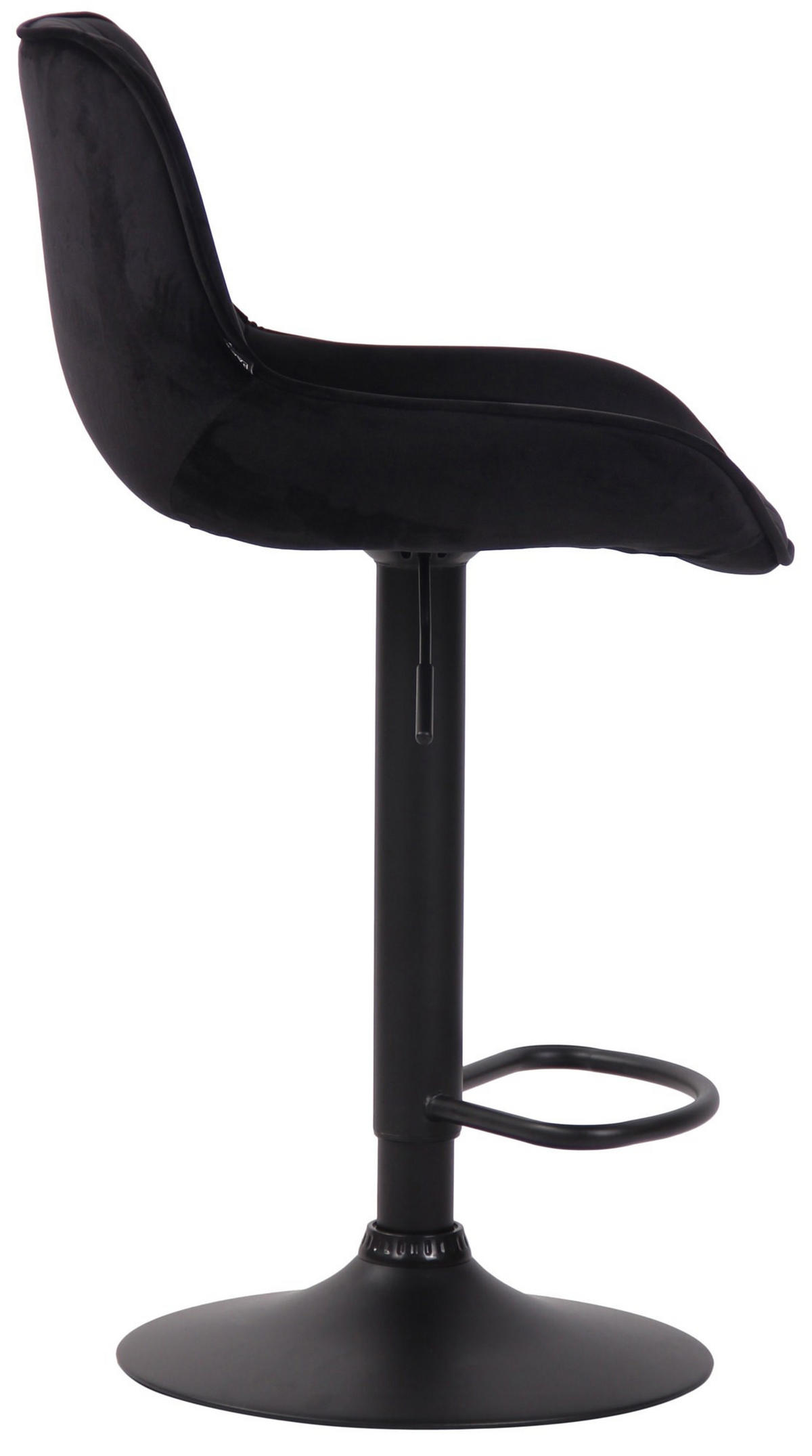 BARHOCKER Lentini Samt 86-108x50x50 cm schwarz - Schwarz, Textil (50/86/50cm) - furnicato